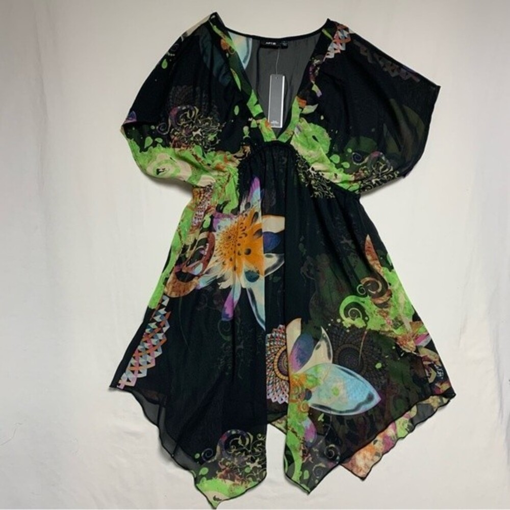 NWT Kaftan Swim Cover-Up Women’s Large Beach Pool Summer Floral Watercolor